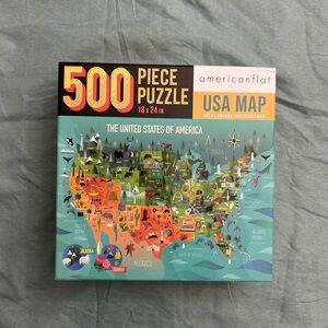 PUZZLE. American Flat USA Map 500 Piece. 18x24. Sealed box.
